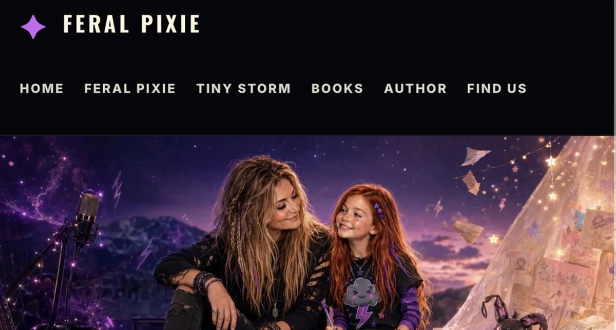 Current Feral Pixie HQ website homepage preview with Feral Pixie and Tiny Storm